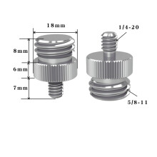 Stativadapter 5er Set: 1/4-20 Zoll auf 5/8-11 Zoll Gewindeadapter Silver 1/4-20