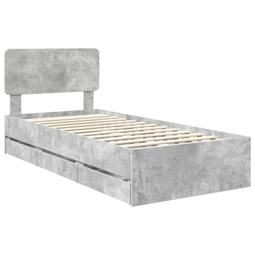 VidaXL vidaXL Bed Frame with Drawer Concrete Grey 90 x 190 cm Engineered Wood 2