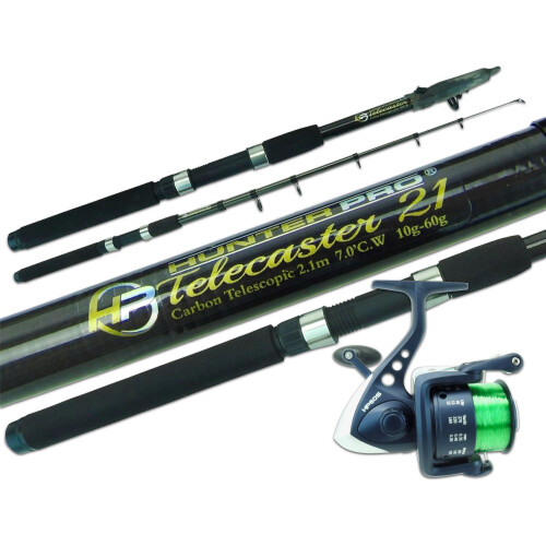 Hunter Pro 7 ft Predator Spinning Combo: Carbon Telescopic Rod & Reel