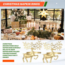 Christmas Decorations Gold Napkin Ring Durable Delicate Deer Napkin Ring Holder for Restaurant Christmas Party Dinner