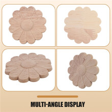 10 PièCes Non Peintes Rondes Motif de Fleurs en Bois Sculpté Applique Cadre Onlay Armoire Meubles DéCoration 6 Cm