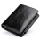 Men's Genuine Leather RFID Blocking Short Wallet, Slim Trifold Wallet Black 1