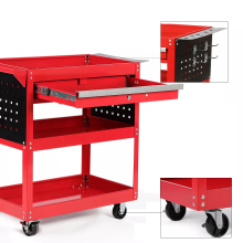 3 Tier Tool Storage Trolley Heavy Duty Garage Workshop Wheel Cart Shelf with Drawer