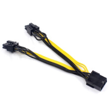 EPS CPU 8Pin to 2-Port PCIe 8Pin Dual PCI-E 6+2Pin Y Splitter Miner GPU Card Power Supply Cable Cord 18AWG 20CM