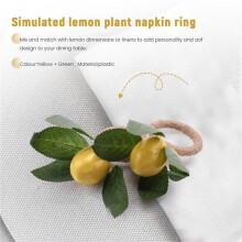 Napkin Rings Set of 6,Decorative Lemon Vine Leaf Napkin Rings, Dinning Table Setting Yellow Napkin Buckle Napkin Holders