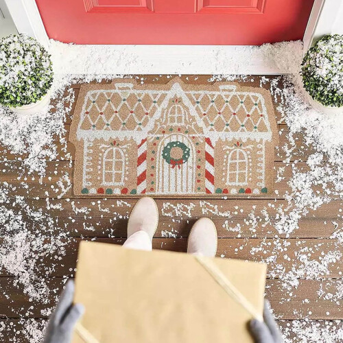 Gingerbread Door Mat Christmas Welcome Rug 2