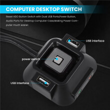Schakelaar voor Desktopcomputerbehuizing, Resetknop voor HDD-Knop met Dubbele USB-Poorten, Aan-Uitknop, Audiopoorten voor Desktop-Pc-Behuizing
