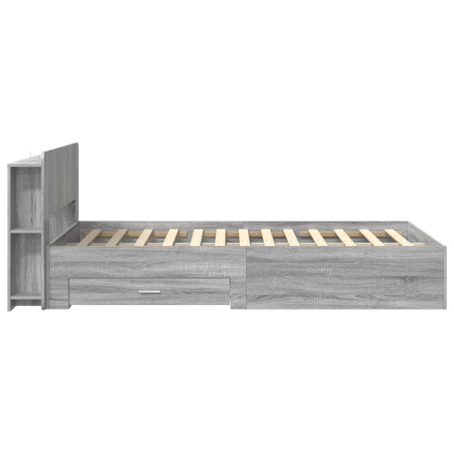 VidaXL vidaXL Bed Frame with Storage Grey Sonoma 120 x 190 cm Engineered Wood 1