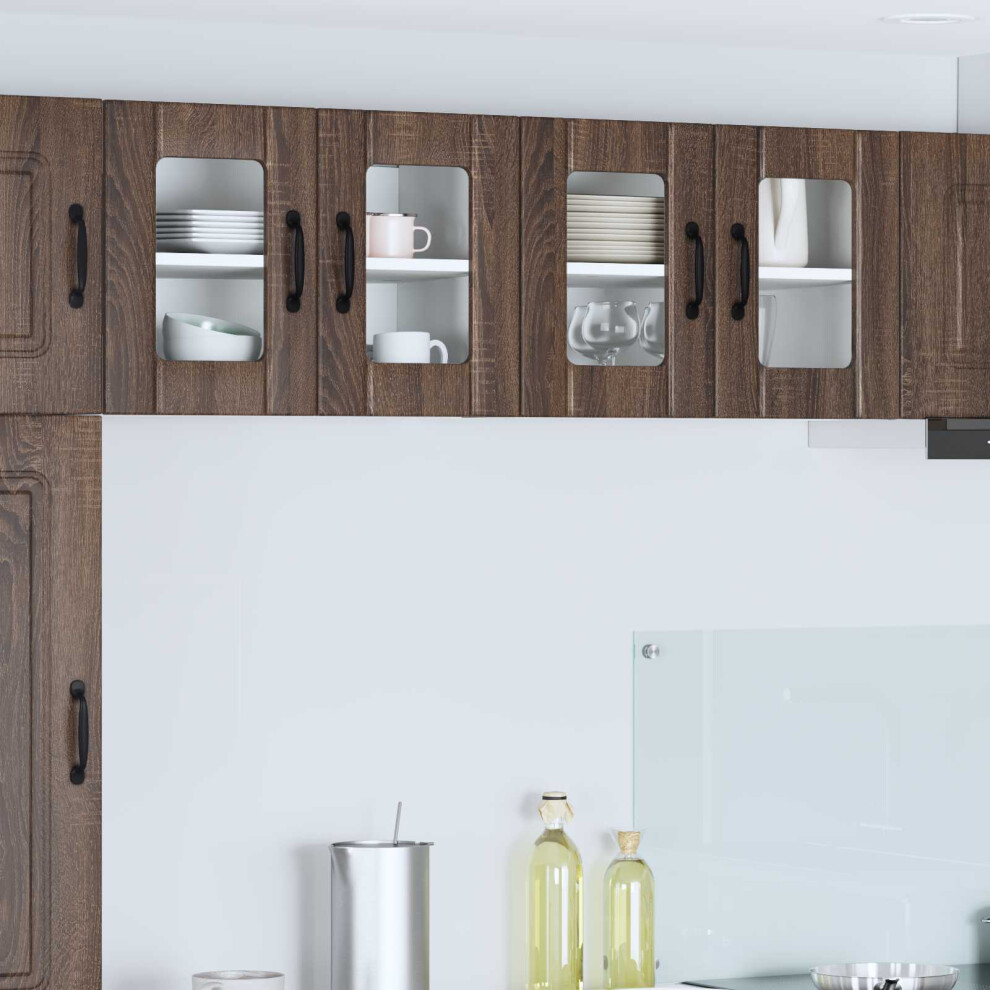 Vidaxl Wall Glass Cabinet Lucca 2 Pcs Brown Oak 60 X 31 X 40 Cm