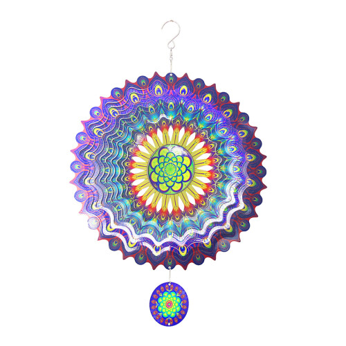 3D Roterende Mandala Vindspill - Blå Lilla
