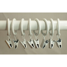 Anillos metálicos para cortinas Urbanest de 2.5 cm con clips, juego de 40 unidades, blanco brillante