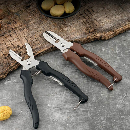 Tesoura multifuncional para castanhas, fácil de limpar, para cozinha e bar, com trava, cor preta.