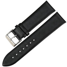 Klassisches Uhrenarmband aus weichem PU-Leder, schwarz, 20 mm