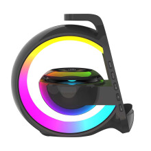 Caricabatterie wireless veloce, piccolo altoparlante Bluetooth 6 in 1, sveglia con luce G, sistema audio portatile con ricarica wireless