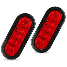 Emlimny LED utánfutó lámpakészlet - 2 db 6"-os ovális hátsó lámpa, 10 LED-es jelzőfény, fék-, irányjelző-, oldalsó és közúti lámpa,