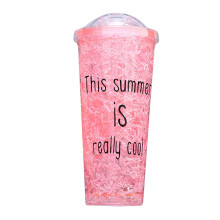 Gobelet isotherme Begine 650 ml à double paroi épaisse avec couvercle coulissant, paille et compartiment à glace - Gobelet isotherme portable pour