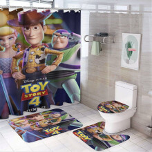 Tacar Seomra Folctha 4 phíosa Toy Story le Rugaí Neamhshleamhnacha, Mata U-Chruthach, Clúdach Clúdaigh & Cuirtín Cithfholcadáin 72" + 12 Crúca