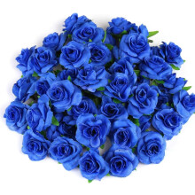 Vorkoi50 szt. Royal Blue sztuczne róże, 1,6" jedwabne sztuczne główki kwiatów do rękodzieła, wesel i dekoracji imprezowych