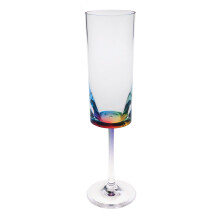 Set van vier geometrische regenboogkleurige acryl champagneflutes met steel.