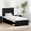 VidaXL vidaXL Bed Frame with Headboard Black 75 x 190 cm Solid Pine Wood 1