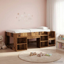 vidaXL Kids'Bed Frame with Storage Old Wood 90 x 190 cm