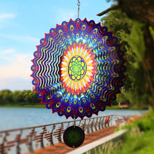 3D Roterende Mandala Vindspill - Blå Lilla 2