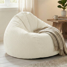 (Ivory) rucomfy Jumbo Cord Slouchbag - Indoor Classic Bean Bag for Adults