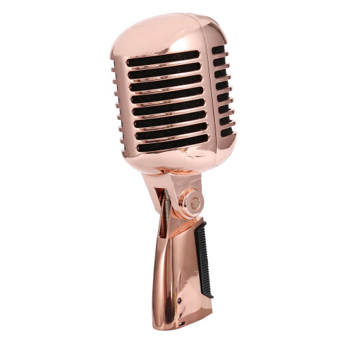 Microfon clasic vintage cu fir, microfon vocal dinamic, microfon pentru karaoke de performanță (auriu) 2