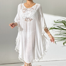 Beach Cover Up for Women, White Crochet Lace Swimsuit Coverup