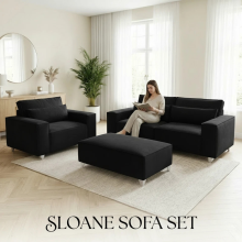 (3+2 Seater, Black Velvet) SLOANE SOFA SET 3+2 PLUSH VELVET SUITE SETTEE COUCH 1,2,3 SEATER CORNER LOVESEAT LONGUE