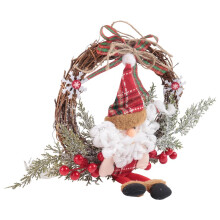 Artificial Christmas Wreath for Front Door Wall Window Farmhouse Home Decoration, Santa Claus(Small)