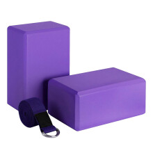 Yoga Block und Yoga Gurt Set EVA Schaum Weiche, Rutschfeste Yoga BlöCke Universal Pilates Dehnung und Tonisieren Trainings Lila