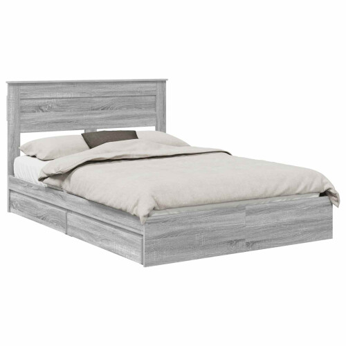 VidaXL vidaXL Storage Bed Grey Sonoma 140 x 200 cm Engineered Wood 1