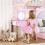 Ensemble coiffeuse enfant avec tabouret et miroir ours rose 3