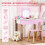 Ensemble coiffeuse enfant avec tabouret et miroir ours rose 6