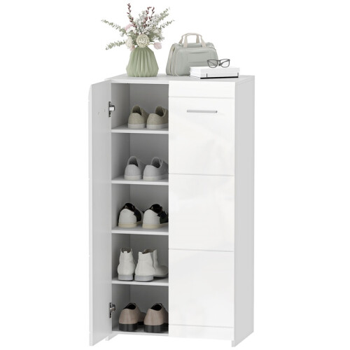 Meuble à chaussures laqué blanc avec étagères réglables 1