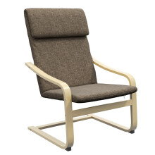 Armchair with Headrest and Armrests Linen Upholstery Brown