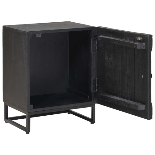 VidaXL vidaXL Handmade Bedside Cabinet Black 40 x 30 x 50 cm Solid Mango Wood 1