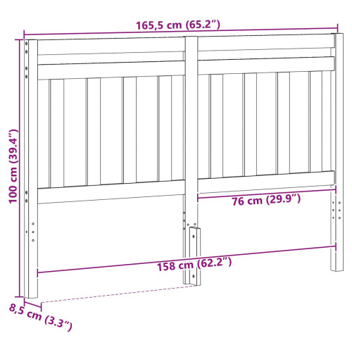 VidaXL vidaXL Headboard with Headboard Wax Brown 165.5 x 100 cm 2