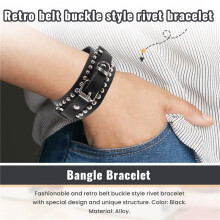Mode Punk Rivet Stud Fashion Unisex LedergÜRtel Armreif (Schwarz)