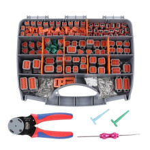 636PCS Deutsch Connectors Kit with Crimping Tool - 2/3/4/6/8/12 Pin Automotive Waterproof DT Connectors with Crimper
