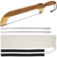 Cortador de pan Wekvgz2Pcs, mango ergonómico de madera, compatible con pan de masa madre, cuchilla desmontable de acero inoxidable para un corte