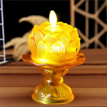 Vela de Mesa LED Loto, Luz Budista Eléctrica Sin Llama Recargable para Decoración de Escritorio en el Hogar