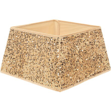 Kerstboomkraag 24 inch (61 cm) Paillettenboomrok voor kerstdecoratie, kerstboomring, standaard, middelgrote, 4-delige set in zilvergrijs.