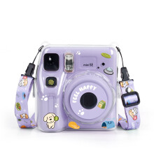 3-dielne priehľadné puzdro s remienkom a nálepkou pre Instax Mini SE, ochranné puzdro s úložným priestorom pre fotografie, priehľadný kryt z