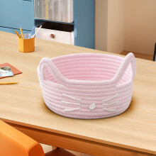 Koszyk na nici YiFudd Cats Ears Cottons, organizer do biura, gospodarstwa domowego, kosmetyków, przekąsek i drobiazgów, tkany organizer na biurko