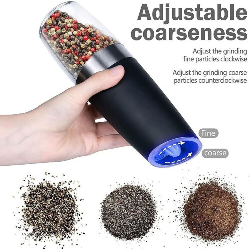 Σετ μύλων αλατιού και πιπεριού Gravity Battery με φως, επαναφορτιζόμενες ηλεκτρικές 2