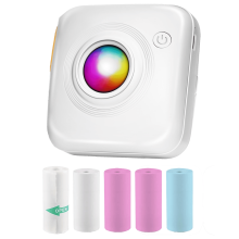 Zynic Error Stampante termica portatile con Bluetooth wireless per foto e inchiostro, mini stampante portatile per errori, colore bianco