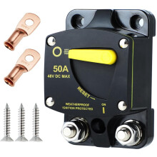 50A scheepsstroomonderbreker, resetbaar, met handmatige resetknop voor boot, trollingmotor, camper, jacht, 12V - 48V DC