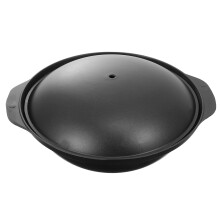 1 set gegoten aluminium braadpan voor gestoofde kip met rijst in een aardewerken pot (zwart)